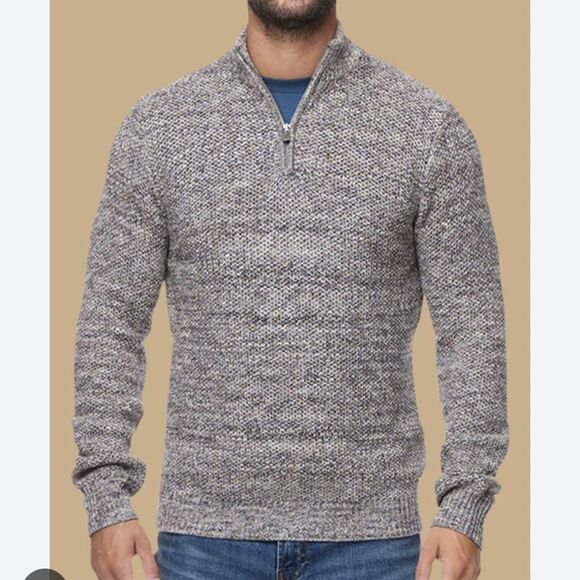 Flag and Anthem Charmaine Mixed‎ Stitch 1/4 Zip Mockneck Sweater M Navy Nwt - Picture 6 of 8